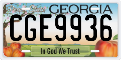 GA license plate CGE9936