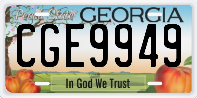 GA license plate CGE9949