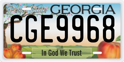 GA license plate CGE9968