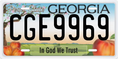 GA license plate CGE9969