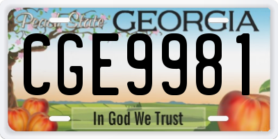 GA license plate CGE9981