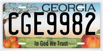 GA license plate CGE9982