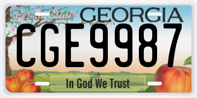 GA license plate CGE9987