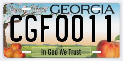 GA license plate CGF0011