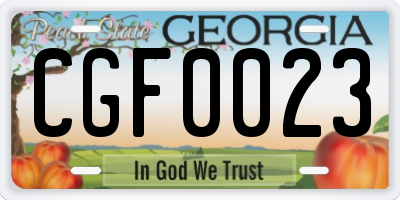 GA license plate CGF0023