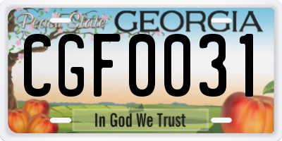 GA license plate CGF0031
