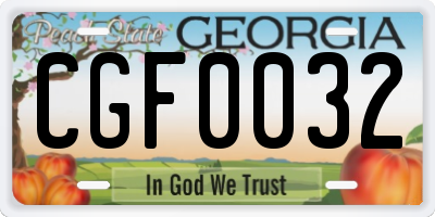 GA license plate CGF0032