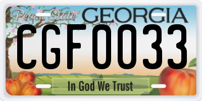 GA license plate CGF0033