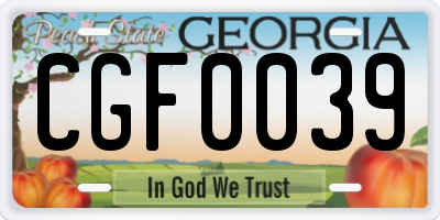 GA license plate CGF0039