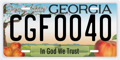 GA license plate CGF0040