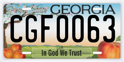 GA license plate CGF0063