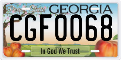 GA license plate CGF0068