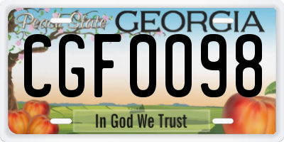 GA license plate CGF0098