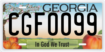 GA license plate CGF0099