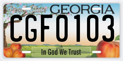GA license plate CGF0103