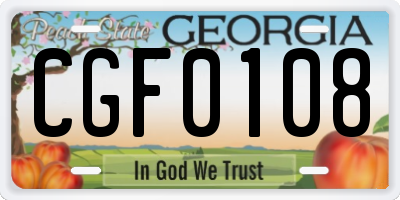 GA license plate CGF0108