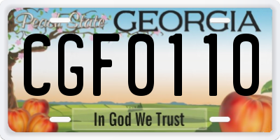 GA license plate CGF0110