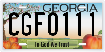 GA license plate CGF0111