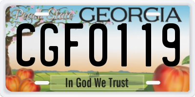 GA license plate CGF0119