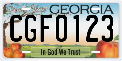 GA license plate CGF0123