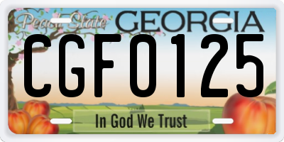 GA license plate CGF0125