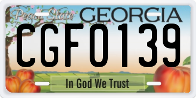 GA license plate CGF0139