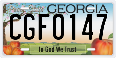 GA license plate CGF0147