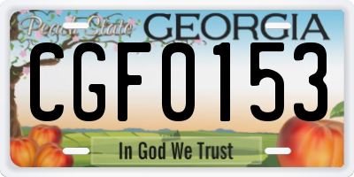 GA license plate CGF0153