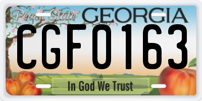 GA license plate CGF0163