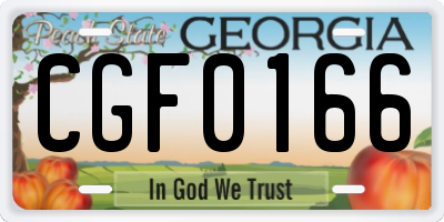 GA license plate CGF0166