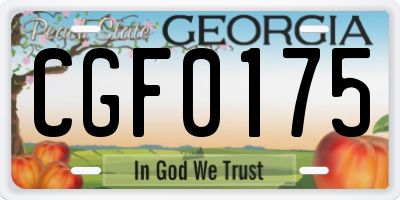 GA license plate CGF0175