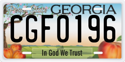 GA license plate CGF0196