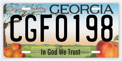 GA license plate CGF0198