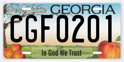 GA license plate CGF0201
