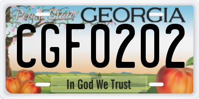 GA license plate CGF0202
