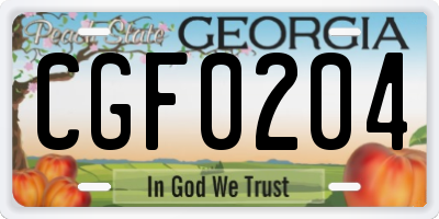 GA license plate CGF0204