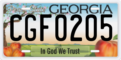 GA license plate CGF0205