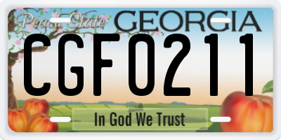 GA license plate CGF0211