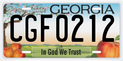 GA license plate CGF0212