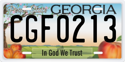 GA license plate CGF0213