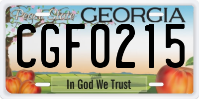 GA license plate CGF0215