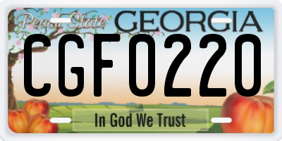 GA license plate CGF0220