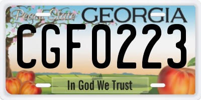 GA license plate CGF0223