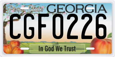 GA license plate CGF0226