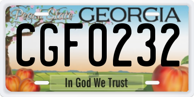 GA license plate CGF0232