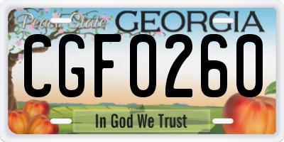 GA license plate CGF0260