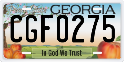 GA license plate CGF0275