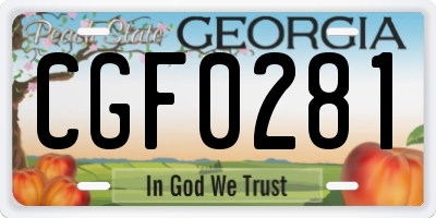 GA license plate CGF0281