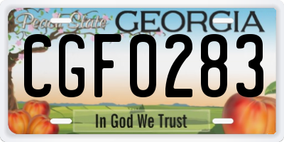 GA license plate CGF0283