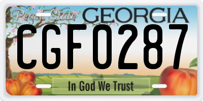 GA license plate CGF0287